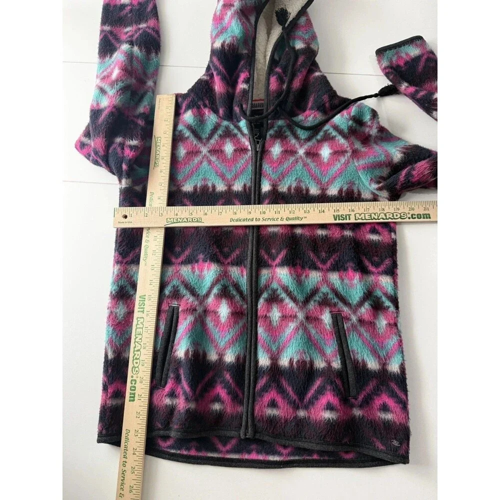 American Eagle Aztec Print Polar Fleece full zip Jacket sweater Hood Size M